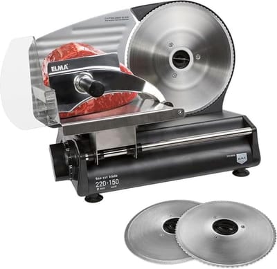 Luxe Allessnijder – Snijmachine – Groente, Kaas, Brood, Vlees – 220 MM Diameter Gekarteld Mes – 2 Messen – 0-15MM Snijdikte – 150W