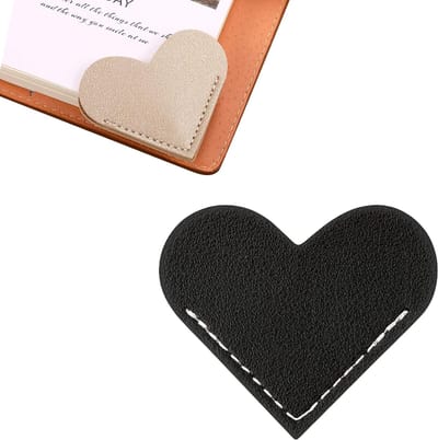 Minimalistische PU Leren Boekenlegger - Zwart - Hartvormig – Bladwijzer – Boekenleggers – Bookmark – Kinderen – Boek – Boeken Legger – Papier – PU Leer – Boekenkast - Lezen