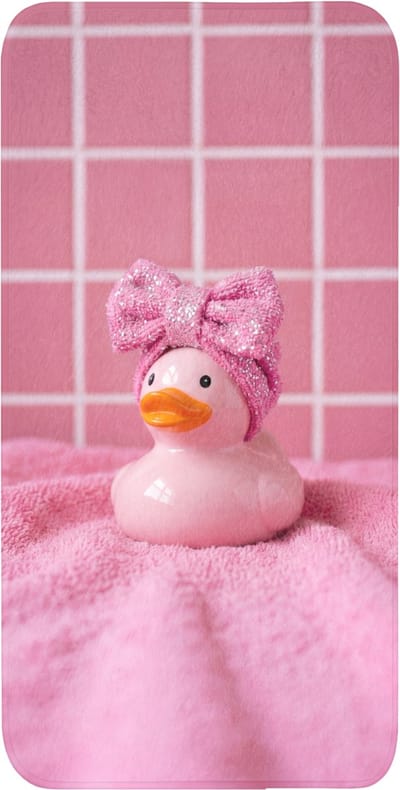WC mat 60x120 cm - Antislip - Badeend -Strik - Roze - Toiletmat - Vloermat - Douchemat - Toilet tapijt - Toiletmatten