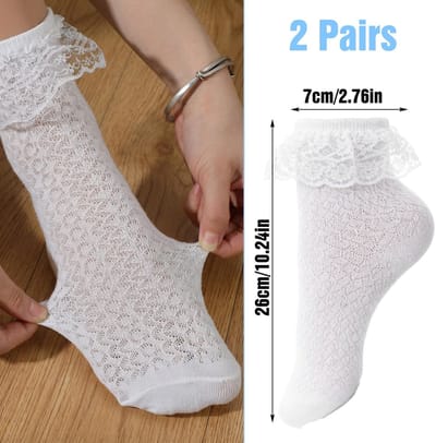 Dailygoods- Sokken met Ruches - Dames Sokken - Korte Sokken - Elegante Kanten - Zachte/Ademende Pasvorm - Hoogwaardig Polyester - Dameskousen