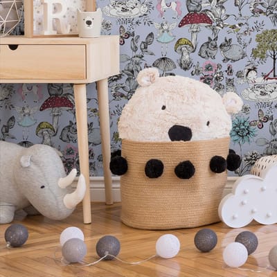 DIEREN, ELFJES, EENHOORN EN BLOEMEN BEHANG | Kinderkamer - grijs zwart wit geel rood - A.S. Création Little Love