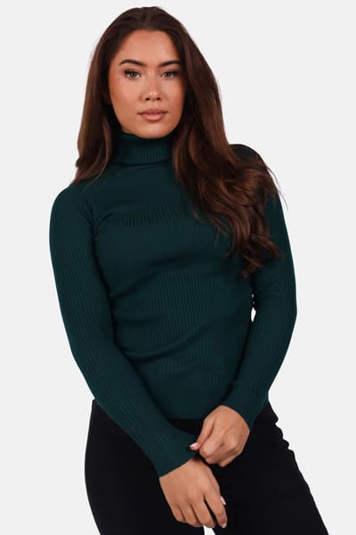 Getdrezzed Top - Maat: One size - Coltrui ribbel donkergroen