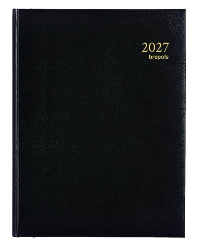 Brepols bureau agenda 2027 - AMBASSADOR [0.116] - LIMA - Bureau agenda - 1 dag op 1 pagina - Dagoverzicht - Zwart - 17 x 22 cm