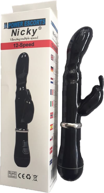 Power Escorts Nicky G Spot Vibrator - Tarzan Vibrator - Rabbit - Zwart