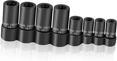 8-delige tap cap set voor 1/4" en 3/8" vierkante aandrijving, geschikt voor M.C.T.I. taps tot 1/2", 1/8" NPT en metrische taps tot 12mm, ideaal voor professioneel gebruik en hobbyprojecten