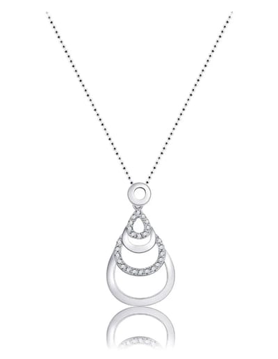 Schitterende Zilveren Halsketting Hanger met Zirkonia's