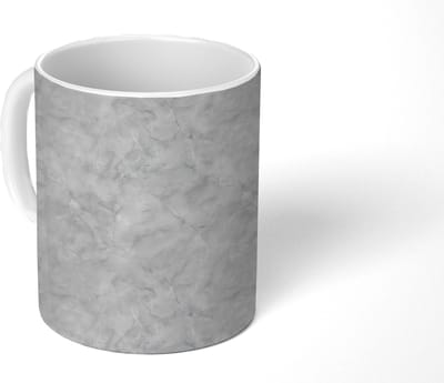 Mok - Koffiemok - Grijs - Marmer print - Mat - Mokken - 350 ML - Beker - Koffiemokken - Theemok