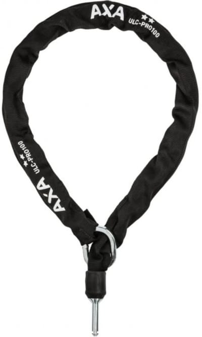 AXA ULC Pro 100 Insteekketting – ART 2 Gecertificeerd – 100 cm – 8,5 mm Gehard Staal – Compatibel met AXA Imenso & Block XXL – 10 mm Plug‑in Pin – Polyester Beschermhoes – Zwart