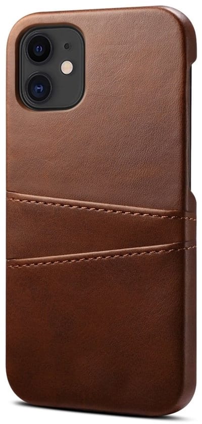 geschikt voor iPhone 15 Plus Pashouder Hoesje Leer - Telefoonhoesje van kunstleer met vakjes voor pasjes geschikt voor iPhone 15 Plus - Mobiq Leather Snap On Wallet hoesje geschikt voor iPhone 15 Plus donkerbruin