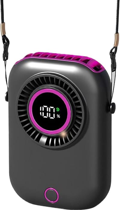 Draagbare miniventilator - handventilator voor persoonlijk gebruik - ingebouwde oplaadbare batterij - voorzien van 5 windsnelheden en digitaal display - geschikt voor sportscholen, buitenactiviteiten, reizen, festivals en ontspanning op het strand