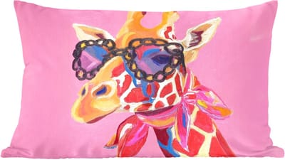 Sierkussens - Kussentjes Woonkamer - 60x40 cm - Giraf - Roze - Bril - Sjaal