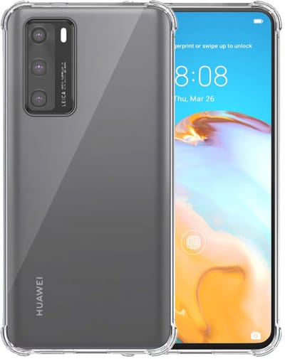 Smartphonica Telefoonhoesje Geschikt voor Huawei P40 Transparant Schokbestendig - Shockproof TPU SIliconen Backcover Case met Stootrand Doorzichtig