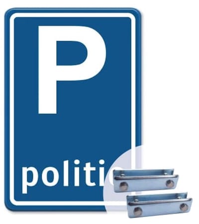 Parkeerbord Politie - blauw - Weerbestendig Aluminium - 40x60 cm - Bevestiging: Met hekbeugels (voor spijlen- of gaashek)