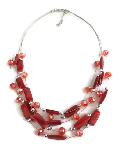 Petra's Sieradenwereld - Ketting laagjes rood (10453209)