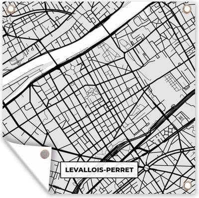 Tuin poster Frankrijk - Levallois-Perret - Stadskaart - Plattegrond - Kaart - 200x200 cm - Tuindoek