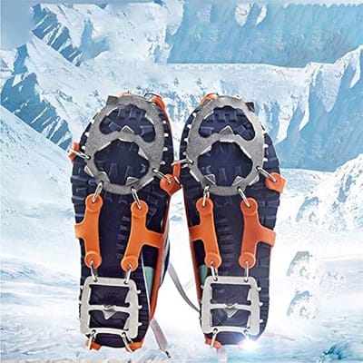 Sneeuwtractie spikes, outdoor 18-tands siliconen stijgijzers M-oranje rood