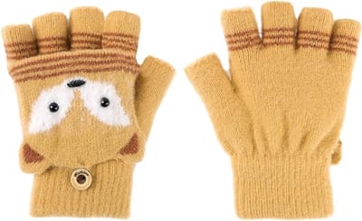 Handschoenen - Handschoenen kinderen - Handschoenen zonder vingers - Handschoenen winter - Met Capuchon Kinderhandschoenen - Winddicht - Blijf warm - Geschikt voor kinderen - Winter - Kurkuma