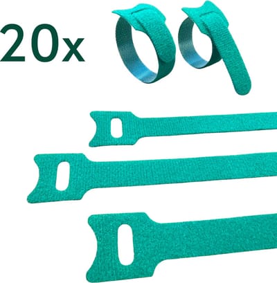 20x Nylon Tie Rips met Klittenband - 15CMx13MM - Voor binden van o.a. Kabels en Planten - Kabelmanagement