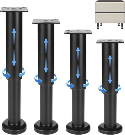Set van 4 Verstelbare Meubelpoten Zwart 18-30 cm - Hoogte Verstelbare Voeten voor Banken, Kasten en Meubels