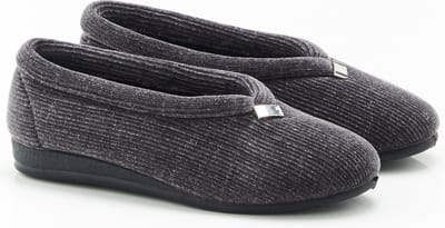 Damart - Glanzende corduroy slippers - Dames - Grijs - 36