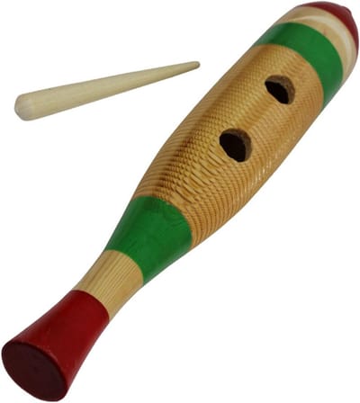 Houten Vissenklapper - Muzikaal Speelgoed - Kinderen Ontdekken Muziek - Inclusief Drumstok - 21 cm - Natuurlijk Hout