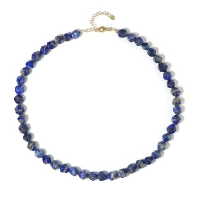 Cavill - Halsketting 925 Sterling Zilver Verguld - 207ct Lapis Lazulistenen Blauw uit Afghanistan - Verstelbaar Elegant Zilveren Sieraad