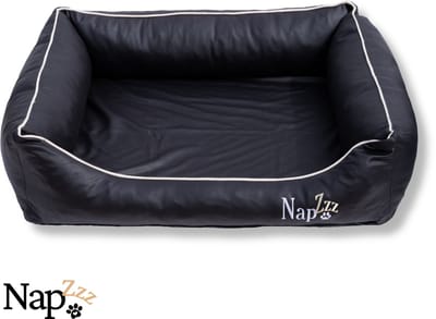 Napzzz Hondenmand Divan lederlook Zwart Maat S: 80 x 60 cm