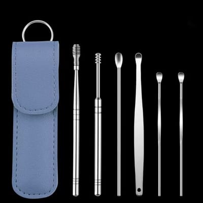 Go Go Gadget - Oorsmeer verwijderaar - 6-delige set - Oor reiniger - Inclusief etui - Blauw