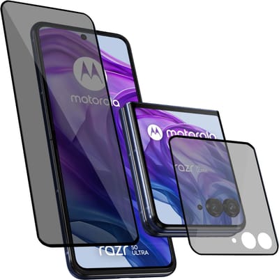Geschikt voor Motorola Razr 50 Ultra - Privacy Screenprotector - Beschermglas Folie - Privé GuardCover