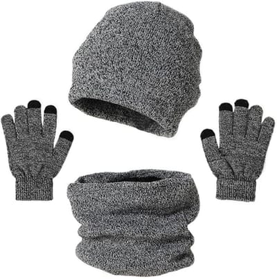 Muts - Katoenen muts - Wintermuts Warmte - Sjaal - Handschoenen - Touchscreen handschoenen - Skimasker 3-in-1 Muts - Snowboard Skate Riding - Winddicht en warm - Zacht en comfortabel - Warme fleecevoering - Nekwarmer