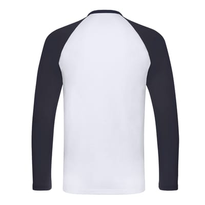 Fruit of the Loom Heren Contrast Honkbal T-shirt met lange mouwen (Witte/diepe marine)