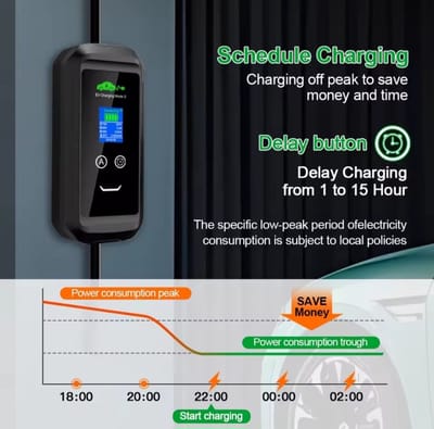 Lader type 2 met app | 5 meter kabel | 11kW (16A 3-fase) | IP65 Regenbestendig oplader | Auto Laadpaal 5m |Thuislader hybride 11 kw CEE EV charger lader | LCD Applicatie scherm wifi en bluetooth| instelbaar | Met draagtas
