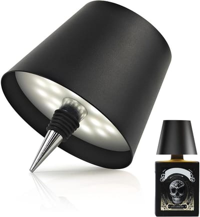 GELLDG Flessenlamp - Oplaadbare flessenlamp - Draadloze tafellamp - Touchbediening - 3 kleurtemperatuurstanden - Dimbaar - Geschikt voor woonkamers en eetkamers - Zwart