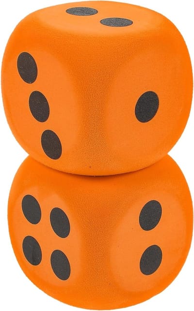 Grote Schuim Kubus 7,6 cm - Vierkante Dobbelstenen voor Educatieve Spellen, Feestaccessoires en Spelletjesavonden in Oranje