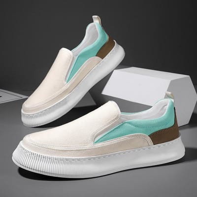 Nieuwe Heren Canvas Schoenen Luie Slip-on Heren Casual Schoenen Comfort Lage top Heren Gevulkaniseerde Schoenen Wandelschoeisel Tenis Masculino 39 white
