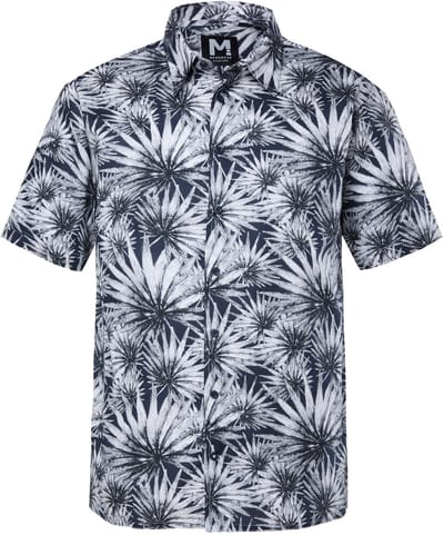 Men Plus - Heren - overhemd korte mouwen kentkraag print comfortabele pasvorm - Navy blauw - Maat 3XL