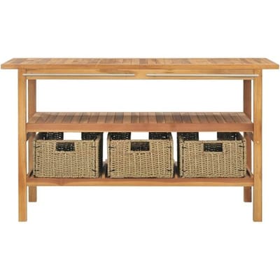 vidaXL - Wastafelkast - met - 3 - manden - 132x45x75 - cm - massief - teakhout