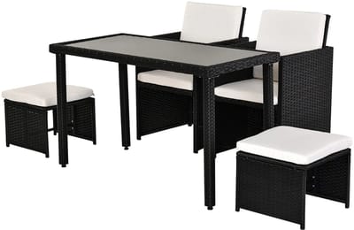 Gutent Dining Loungesets - Polyratten - 11 Delig - Eetgroep - Incl Kussens - Zwart - Weerbestendig - Voor Tuin Terras