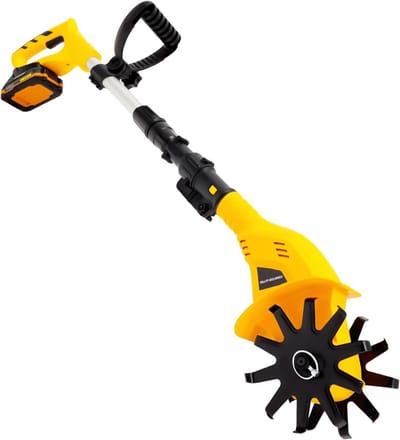 Mini Grondbewerker - Tuinfrees - Bodem Voorbereiden - Telescopische Steel - 10 cm Werkbreedte - Geel