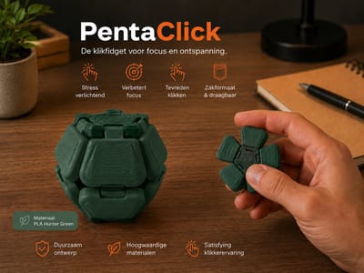 Skushy 2x PentaClick Jagers Groen – Premium Focus Fidget voor Bureau & Onderweg – Compact Desk Gadget – Klikbare Hand Fidget – Modern Pocket Design