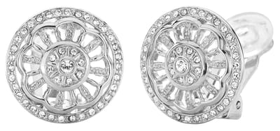 Traveller Clip Oorbellen - Oorclips Dames - Zilverkleurig - Kristal - Preciosa Crystals - Bloem ø 18 mm - Geplatineerd - - 157471