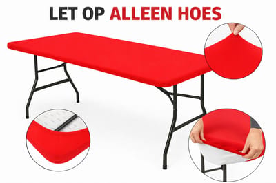 HEM Elastische Buffettafel Hoes 180x70 Rood – Tafelhoes voor Klaptafel – Buffettafelhoes Stretch – Hoes voor Tuin- en Campingtafel – Strakke Klaptafelhoes Wasbaar