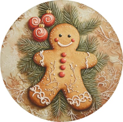 Badmat rond 70x70 cm - Antislip - Kerstmis - Koekje - Poppetje - Speculaas - Badmatten voor badkamer - Badkamermat - Douchemat - Ronde badkamer mat