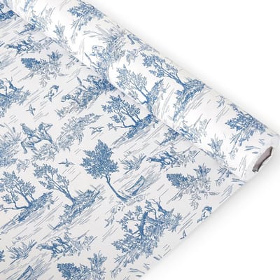 Inpakpapier Rol - Decoratief Papier - Cadeau Verpakken - Frans Dorp Design - 43 cm x 10 m - Wit Blauw