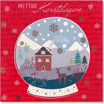 Luxe Kerstkaart - 11,5x11,5cm - Gevouwen Foliekaart met envelop