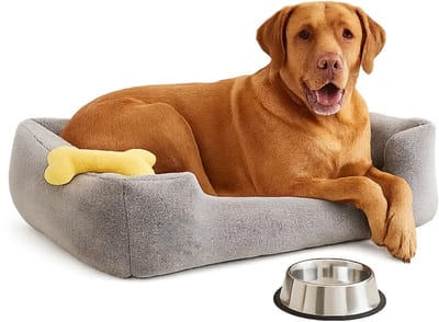 Lomera Hondenmand XL - Pluche Dierenmand - Ultra Zacht Pluche - Verhoogde Wanden - Hondenbed - Kattenmand - Lichtgrijs - Huisdier Comfort - Honden Mand - Hondenkleed - Hondenkussen