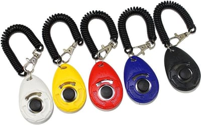 Hond Training Clicker - Huisdier Trainer - Gedrag Trainen - Inclusief Polsband - 5 Stuks - Mix Kleuren