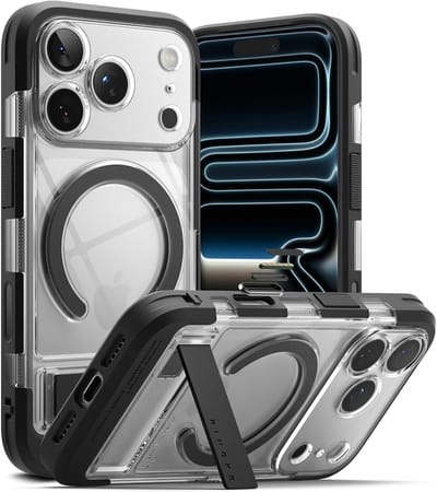 Ringke UX Magnetic - Hoesje Geschikt voor Apple iPhone 17 Pro - Compatibel met MagSafe - Rugged Back Cover met Standaard - Transparant