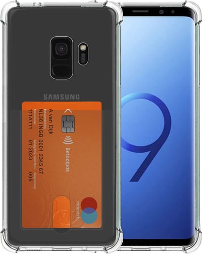 Smartphonica Telefoonhoesje Geschikt voor Samsung Galaxy S9 met Pasjeshouder Doorzichtig Siliconen - Transparant TPU Shockproof Backcover Case with Card Slot geschikt voor Samsung Galaxy S9