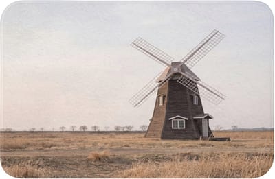 Badmat 60x40 cm - Antislip - Windmolens - Landschap - Veld - Badmatten voor badkamer - Badkamermat - Douchemat - Badkamer mat